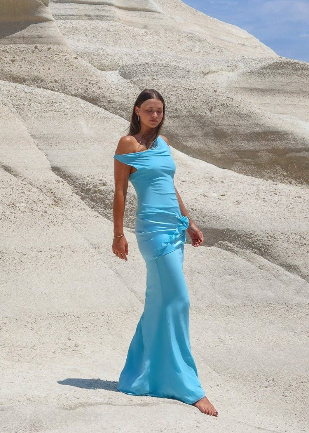 Juliet Silk Maxi Set (Aqua Blue)